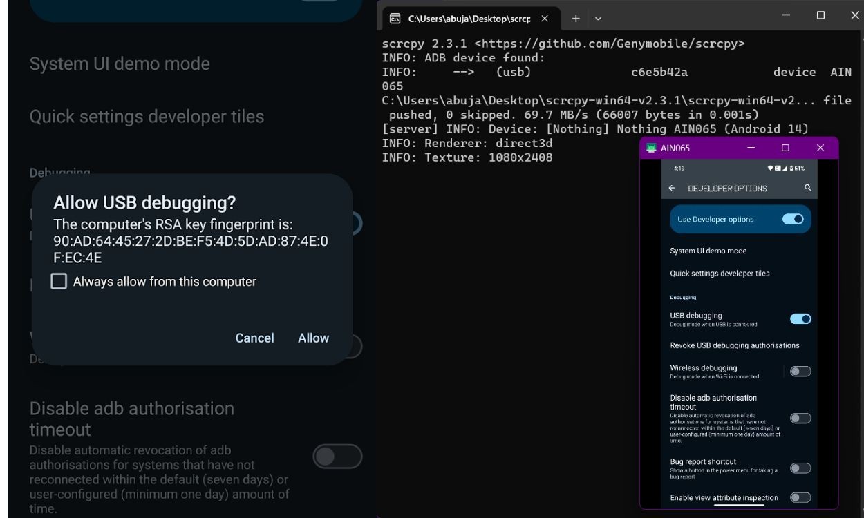 Allow USB Debugging Scrcpy