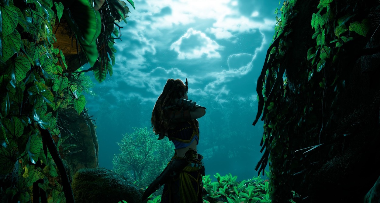 Aloy dưới ánh trăng trong Horizon Zero Dawn Remastered Edition