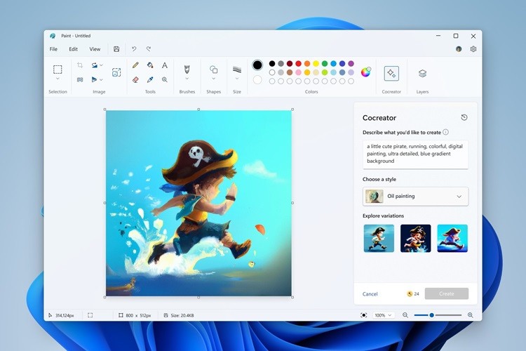 Ảnh AI được tạo trong ứng dụng Paint Windows 11