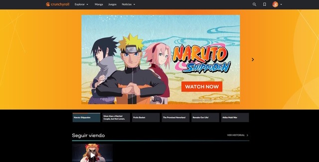Ảnh chụp màn hình giao diện Crunchyroll sau khi đổi ngôn ngữ