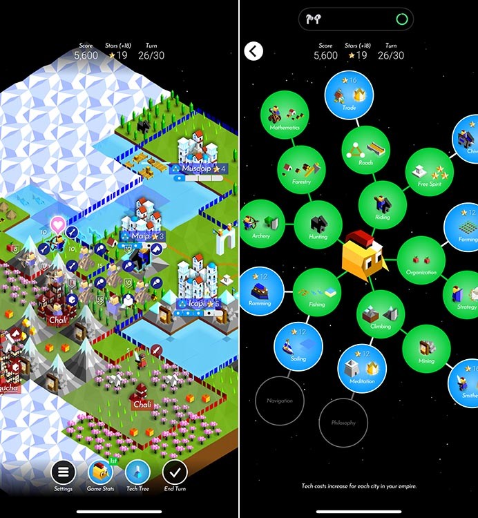 Ảnh chụp màn hình The Battle of Polytopia trên iPhone
