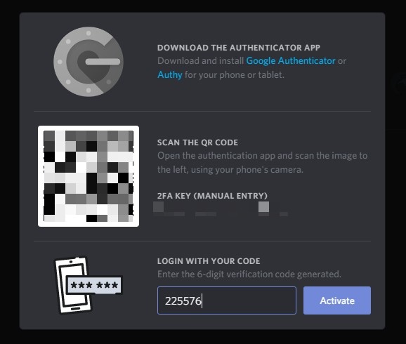 Ảnh chụp màn hình ứng dụng Google Authenticator đang quét mã QR từ Discord