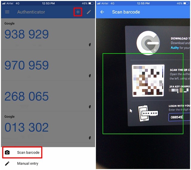 Ảnh chụp màn hình ứng dụng Google Authenticator hiển thị mã xác thực
