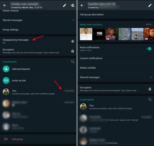 Ảnh minh họa tính năng tin nhắn tự xóa cho nhóm trên WhatsApp