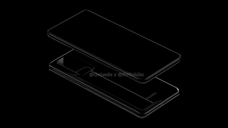 Ảnh render thiết kế Huawei P40 Pro với màn hình cong và cụm camera lớn