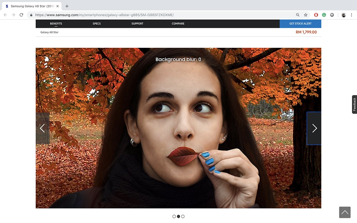Ảnh trên trang web Samsung Malaysia