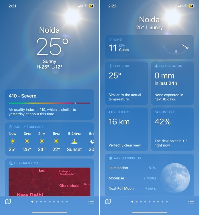 Apple Weather App for iPhone