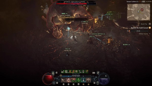 Avarice vung rương vàng theo chuyển động tròn