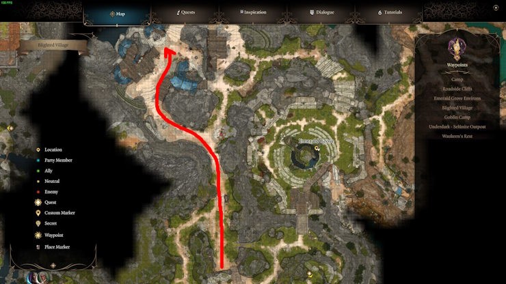 Bản đồ Baldur's Gate 3 vị trí của Dammon