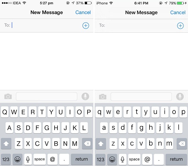 Bàn phím chữ thường iOS 8 và iOS 9