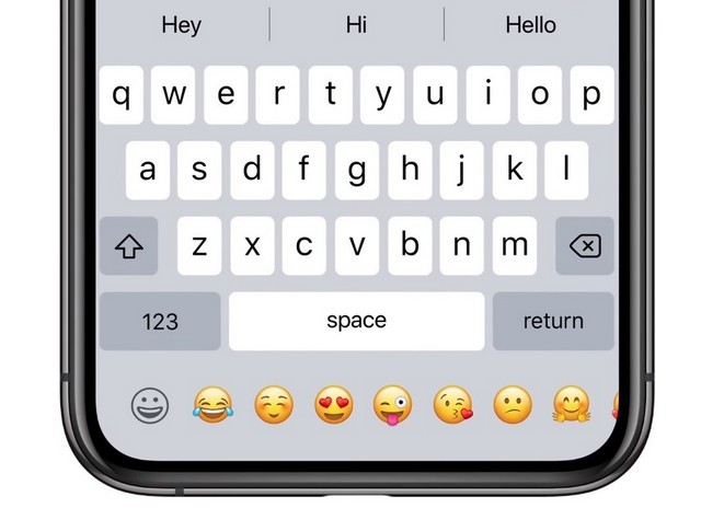 Bàn phím iOS 14 concept với thanh emoji được tích hợp