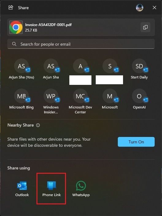 Bảng chia sẻ Windows 11