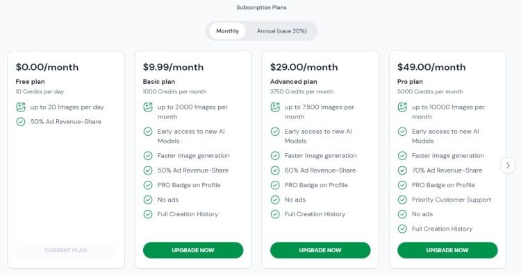 Bảng giá LimeWire AI Studio