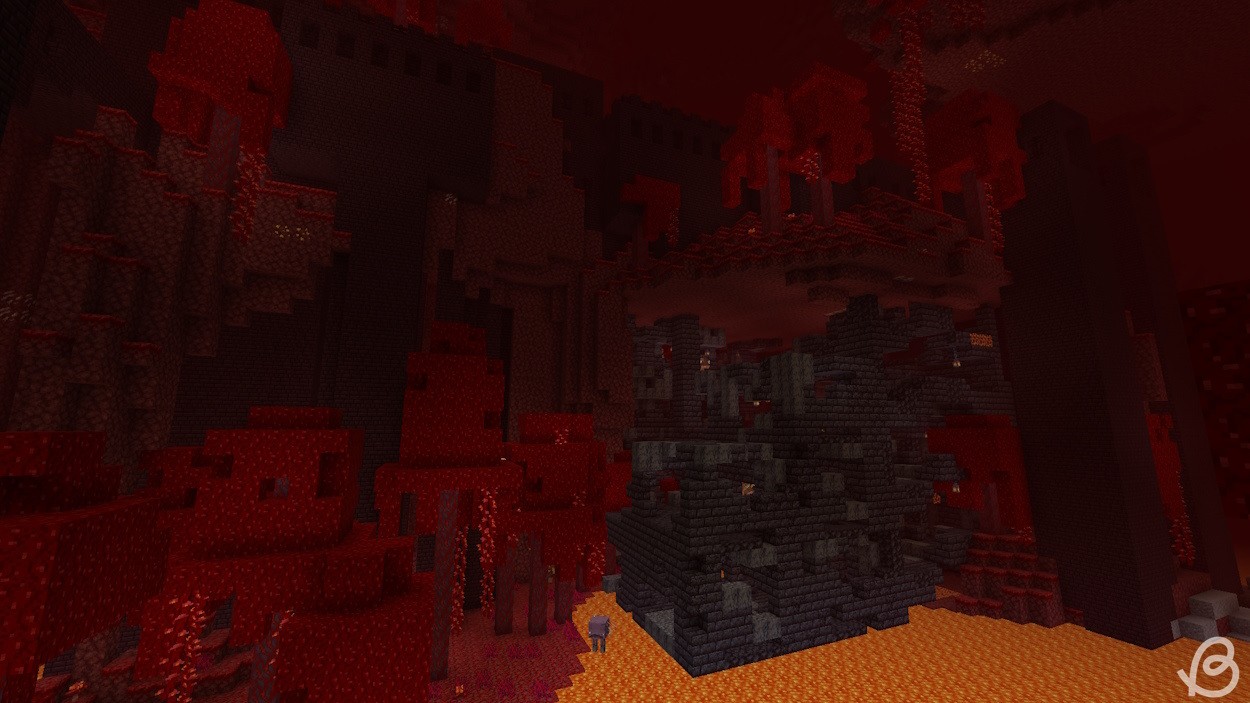Bastion chồng lên một pháo đài nether