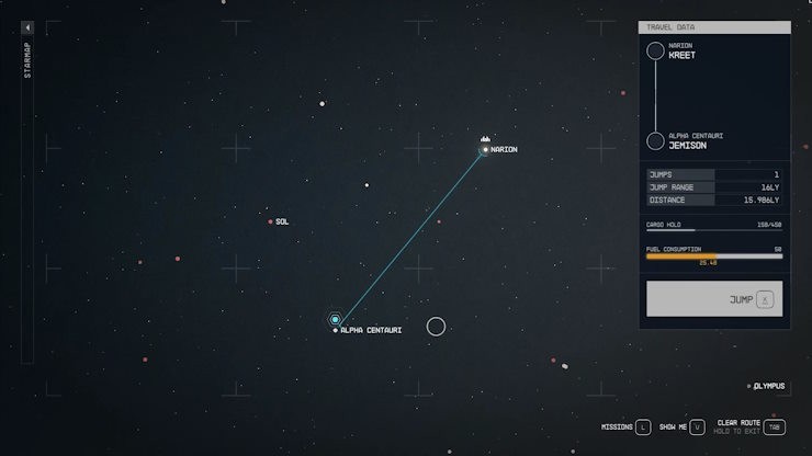 Bắt đầu Grav Jump trong Starfield
