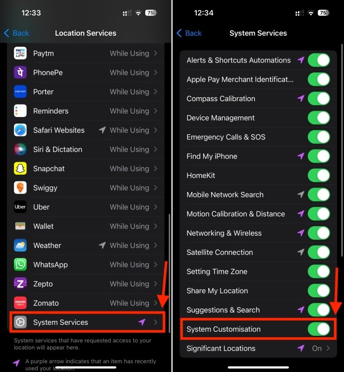 Bật Dịch vụ hệ thống trên iPhone