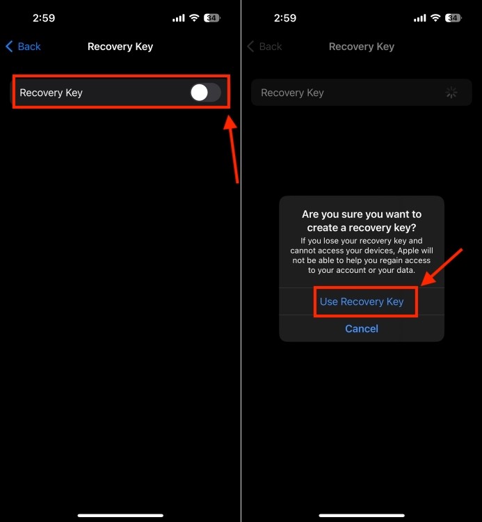 Bật Khóa Khôi Phục trên iPhone