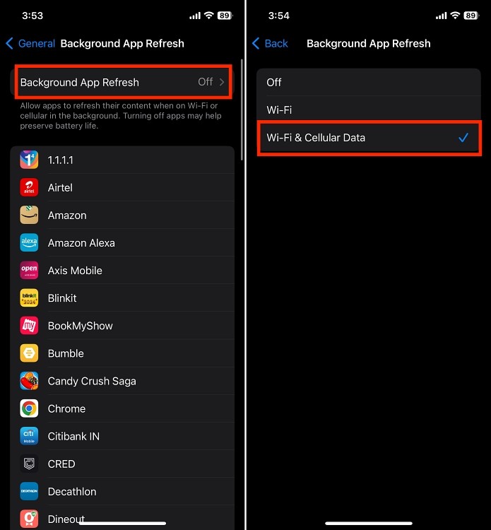 Bật làm mới ứng dụng trong nền trên iPhone