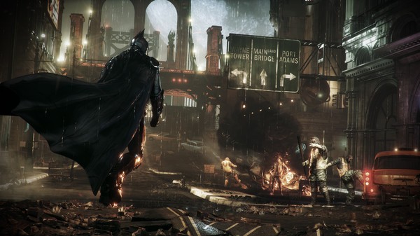 Batman chiến đấu với kẻ thù trên đường phố Gotham trong Arkham Knight