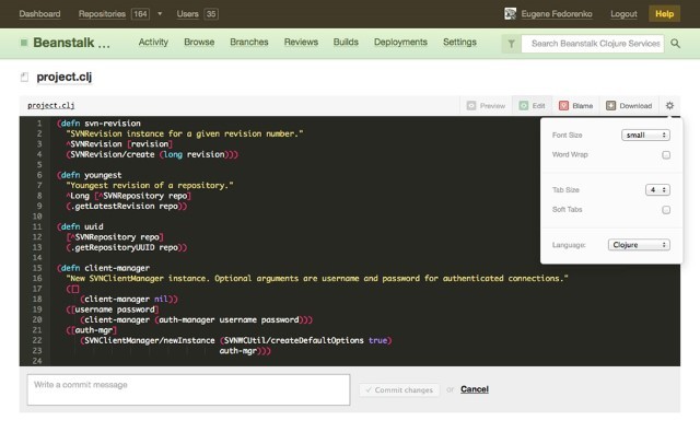 Beanstalk dashboard