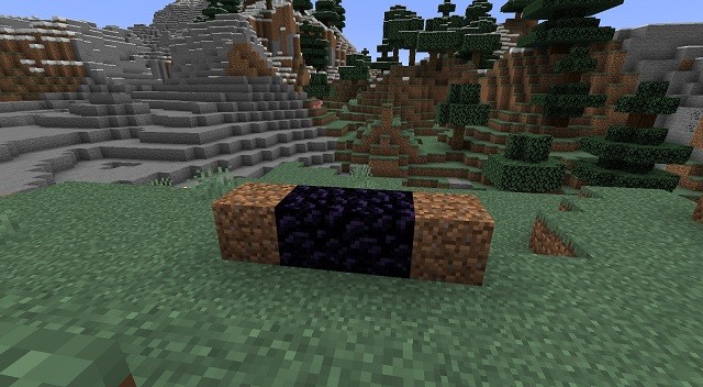 Bước đầu tiên để xây dựng Cổng Địa Ngục trong Minecraft, đặt hai khối Obsidian cạnh nhau