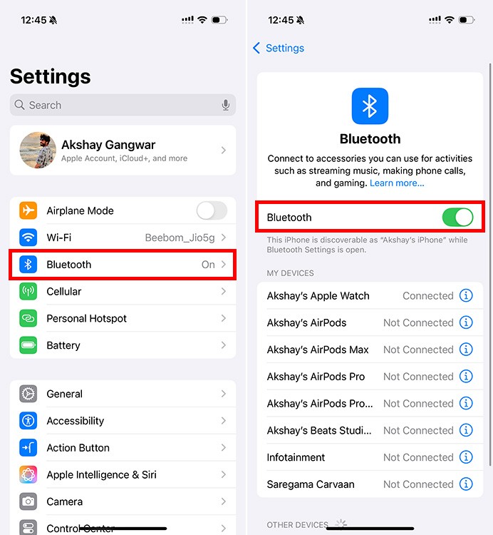 Các bước để bật Bluetooth trên iPhone để khắc phục sự cố AirDrop không hoạt động
