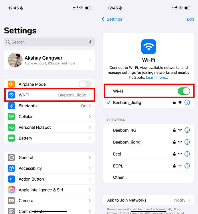 Các bước để bật WiFi trên iPhone