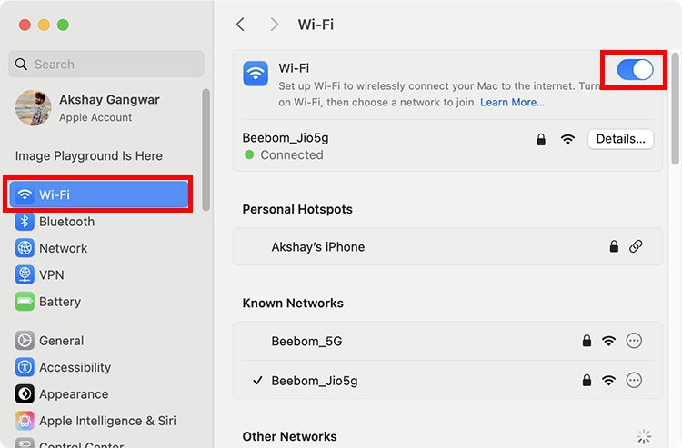 Các bước để bật WiFi trên máy Mac