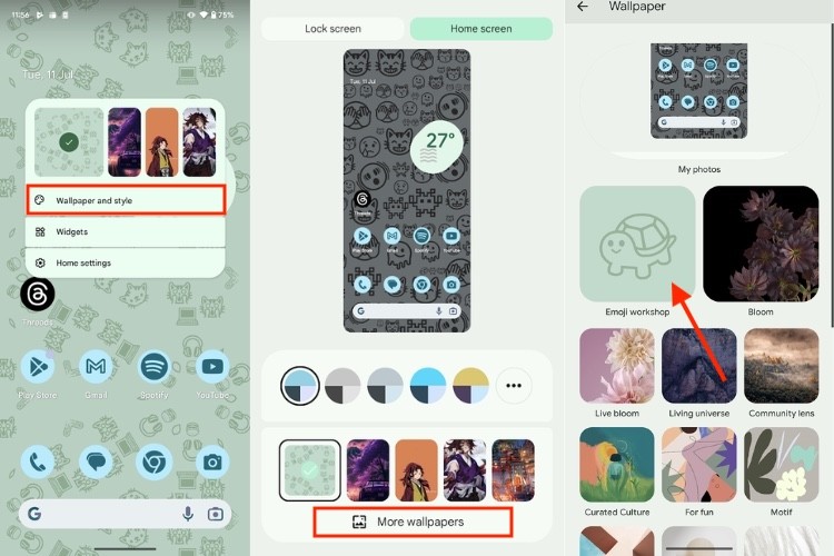 Các bước để tìm Emoji Wallpaper