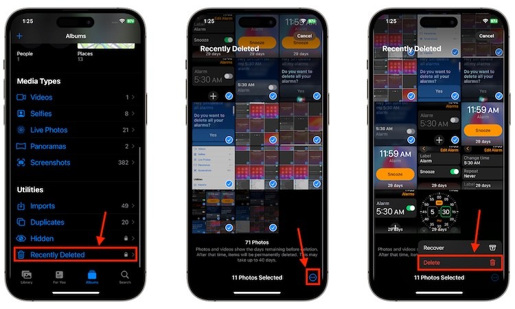 Các bước xóa ảnh đã xóa gần đây trên iPhone