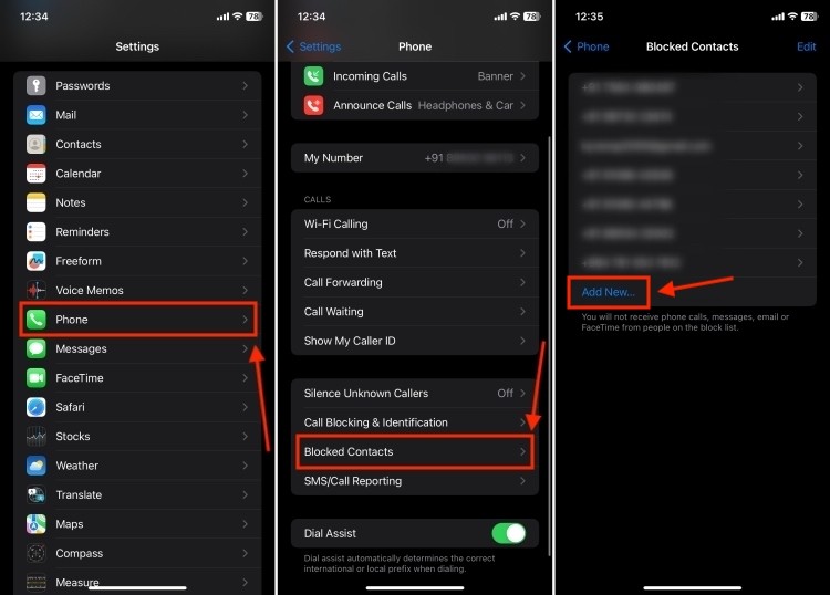 Cách chặn nhiều số trên iPhone