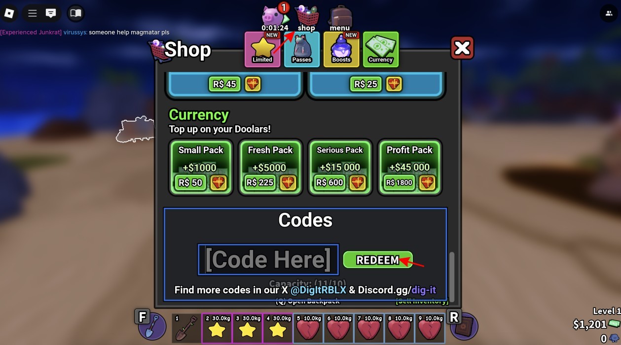 Danh sách Giftcode Dig It Roblox mới nhất tháng 3 năm 2025