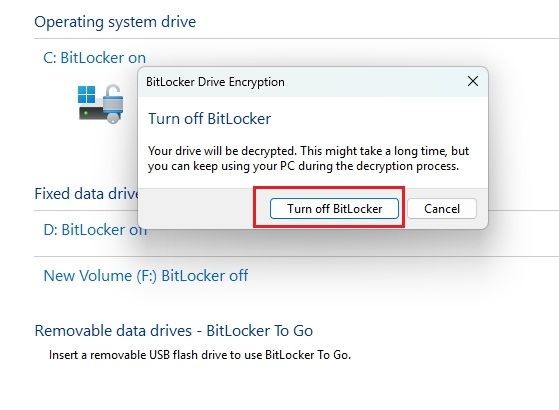 Cách tắt BitLocker trong Windows 11 và 10