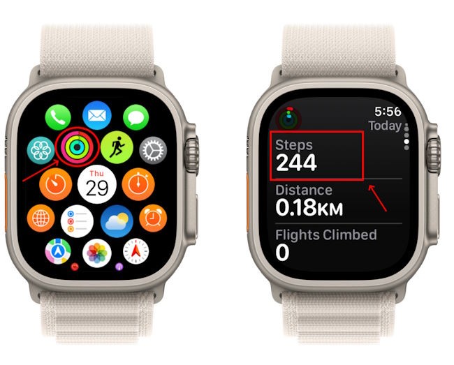 Cách xem số bước trên Apple Watch
