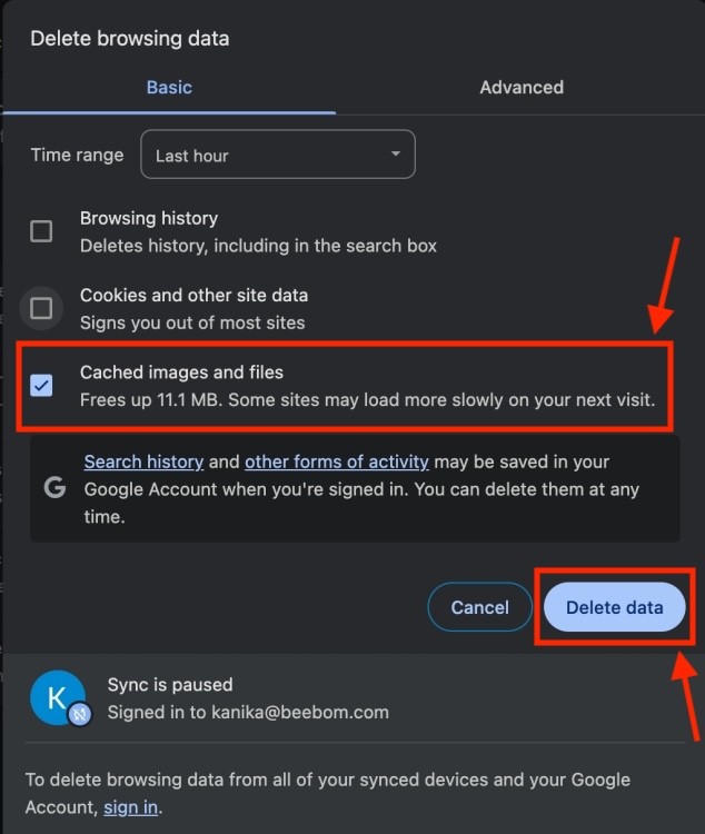 Cách xóa cache trên Chrome
