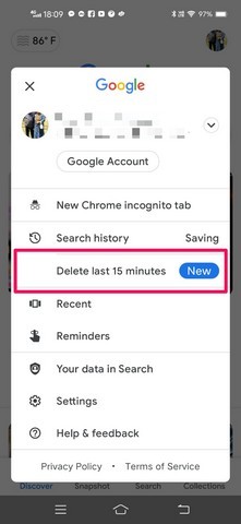 Cách Xóa Lịch Sử Tìm Kiếm Google 15 Phút Cuối Trên Android