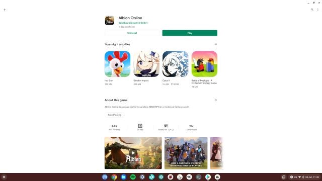 Cài đặt Albion Online trên Chromebook từ Play Store