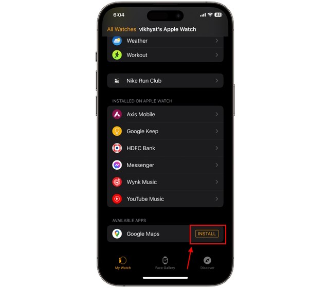 Cài đặt Google Maps trên Apple Watch