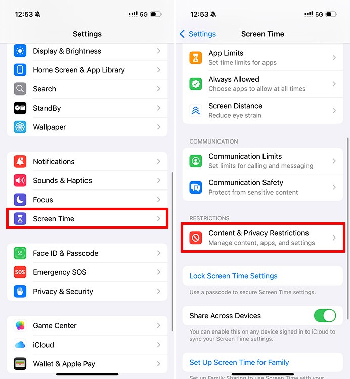 Cài đặt hạn chế về Nội dung và Quyền riêng tư trên iPhone