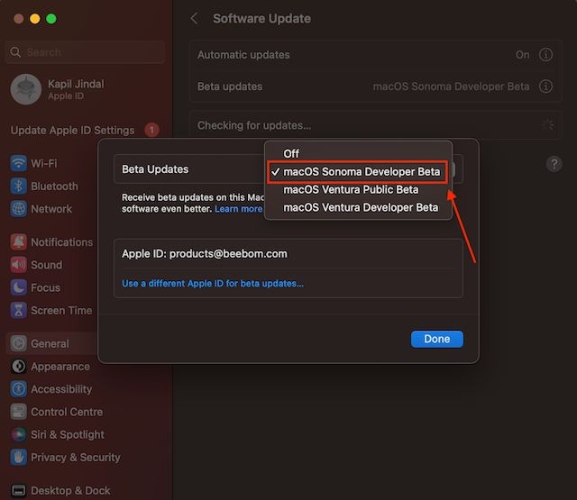 Cài đặt macOS Sonoma developers beta