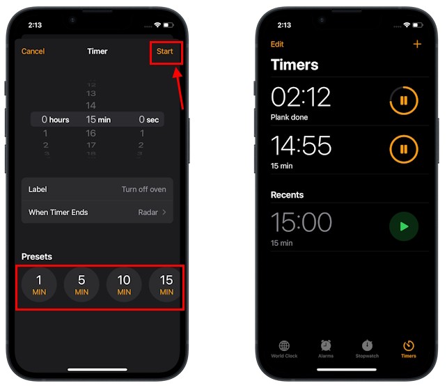 Cài đặt nhanh nhiều hẹn giờ trên iPhone thông qua ứng dụng Đồng hồ