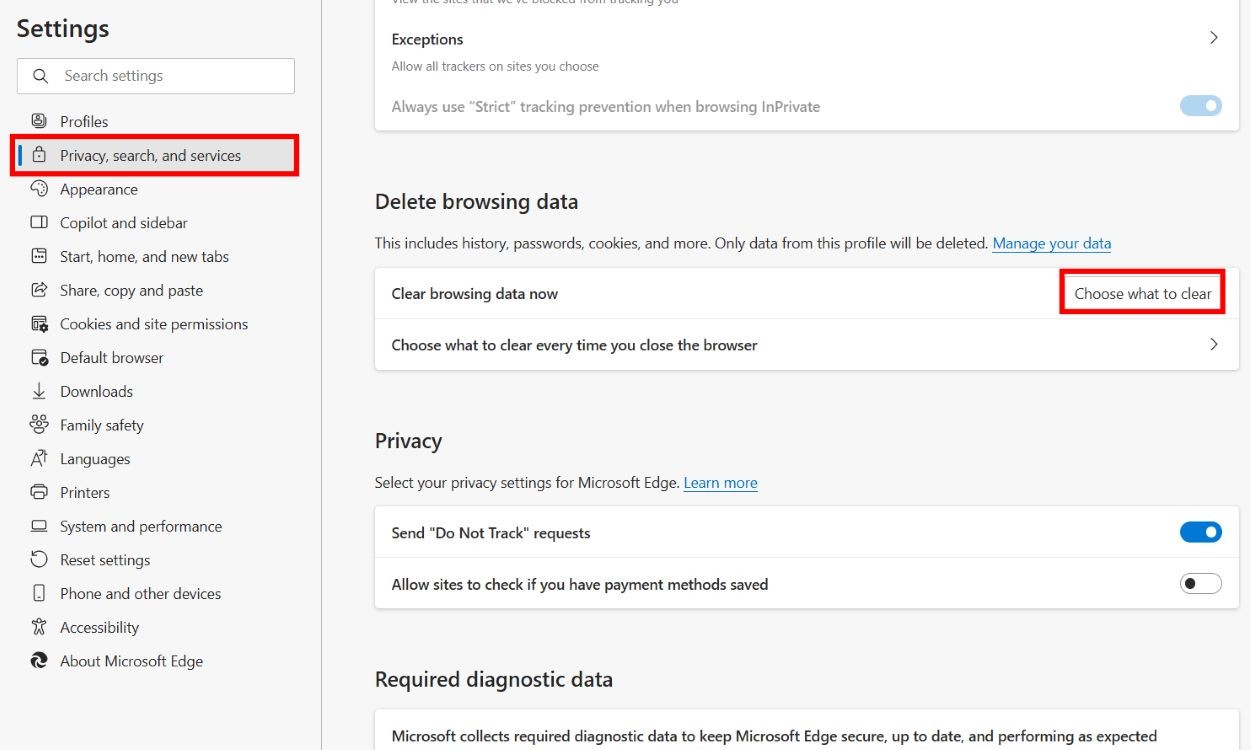 Cài Đặt Quyền Riêng Tư Microsoft Edge