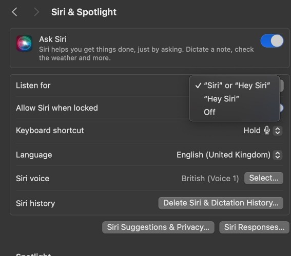 Cài đặt Siri và Spotlight trên Mac