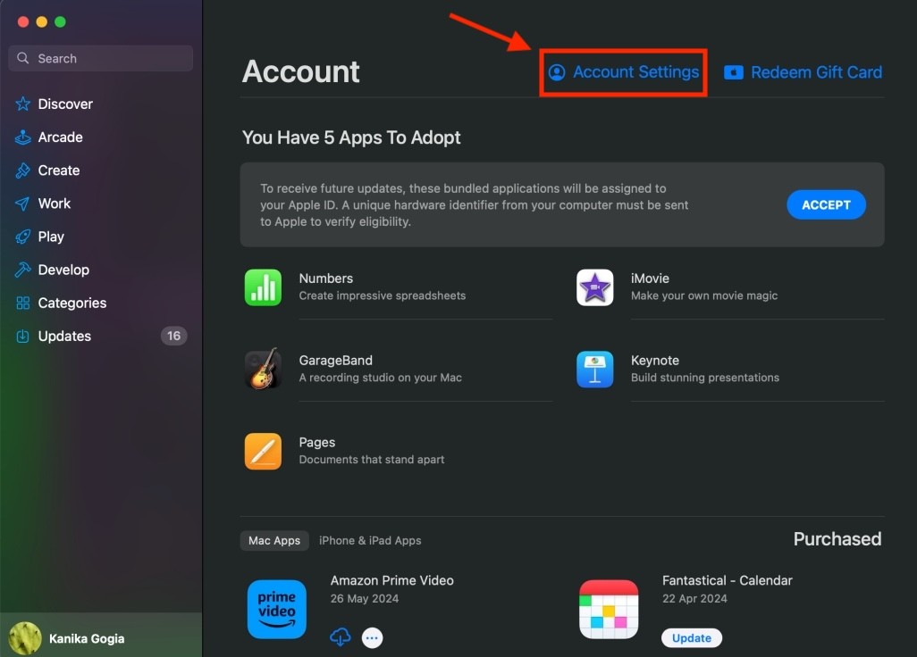 Cài đặt Tài khoản trong App Store trên Mac
