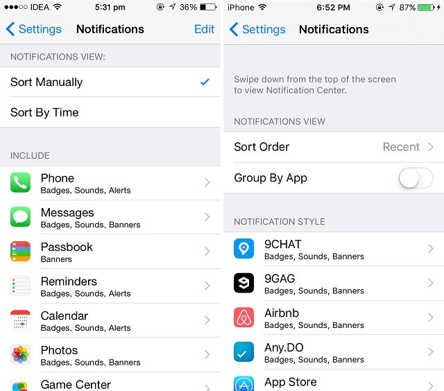 Cài Đặt Thông Báo iOS 8 và iOS 9