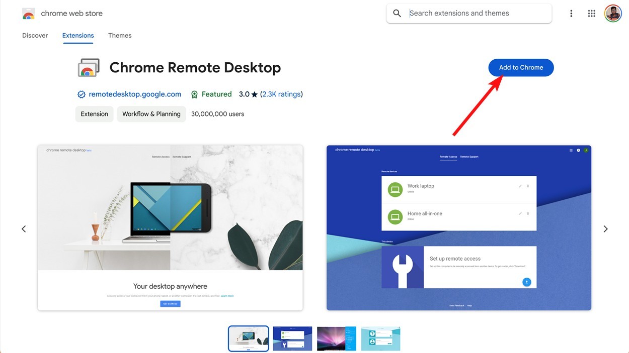 Cài đặt tiện ích mở rộng Chrome Remote Desktop