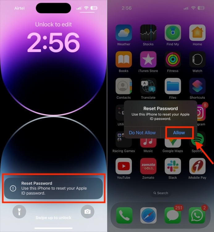 Cảnh báo xác nhận đặt lại Apple ID trên iPhone