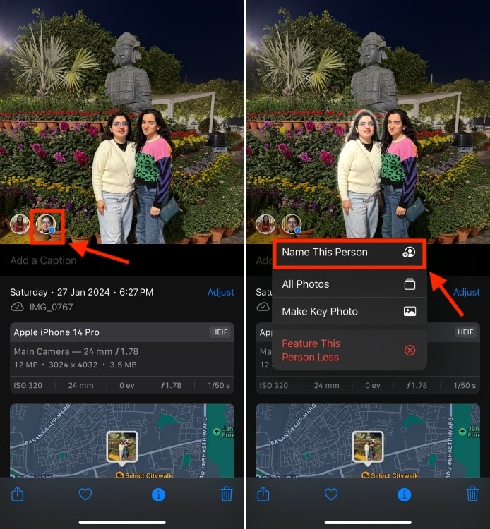 Chạm để tag tên người thủ công trong ảnh trên iPhone
