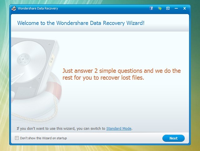 Chế độ Wizard của Wondershare Data Recovery