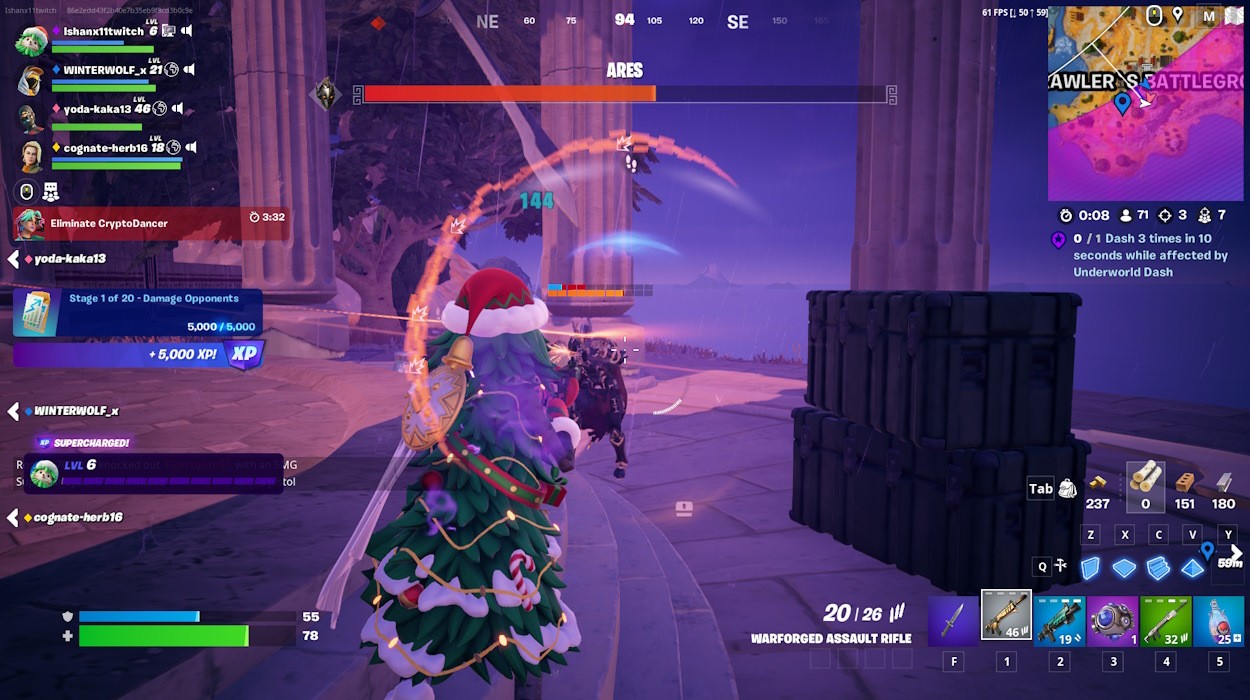 Chiến đấu với Ares trong Fortnite